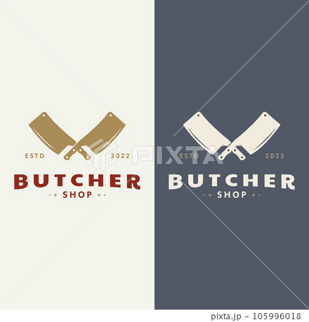 Butcher Knife Vintage Logo Template. 105996018