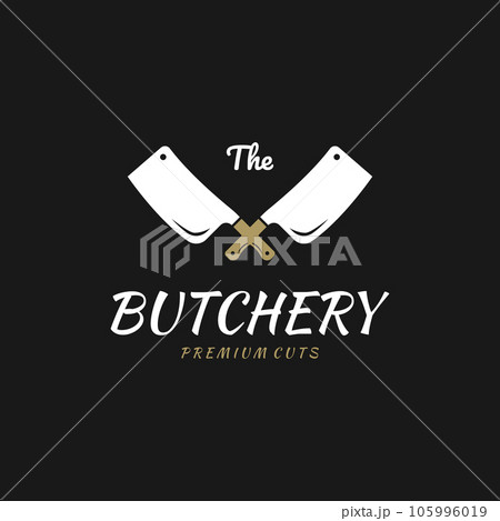 Butcher Knife Vintage Logo Template. 105996019
