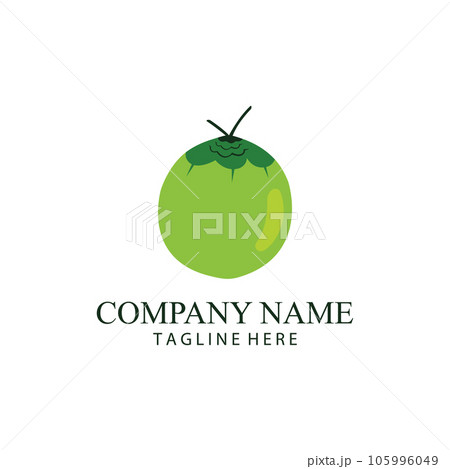 Natural Young Coconut Flat Design Logo Template. 105996049