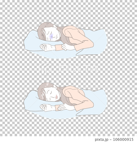 布団で眠る女性の対照イメージイラスト 106000915