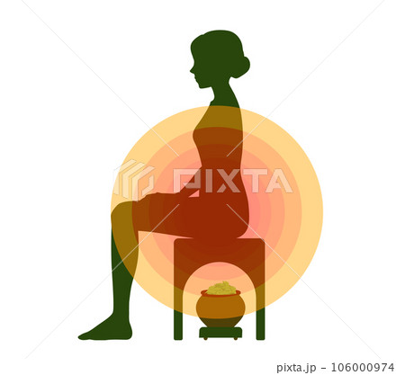 よもぎ蒸しをしている女性のイラスト 106000974
