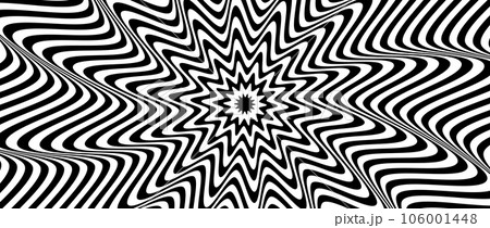 Radial optical illusion background. Black and white abstract