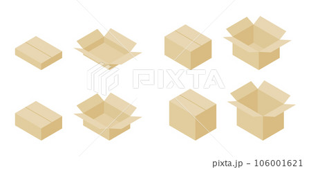 茶色いダンボールのサイズ違いイラスト素材のセット 茶色いダンボールのサイズ違いイラスト素材のセット 106001621