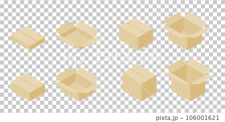 茶色いダンボールのサイズ違いイラスト素材のセット 茶色いダンボールのサイズ違いイラスト素材のセット 106001621