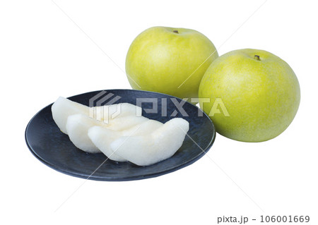 透明背景の切り分けられた梨の写真 青梨 二十世紀梨 透明背景の切り分けられた梨の写真 青梨 二十世紀梨 106001669