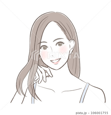長く美しい髪を触る美人な女性 長く美しい髪を触る美人な女性 106001755