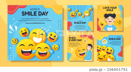 Smile Day Social Media Post Flat Cartoon Hand Drawn Templates Background Illustration 106001791