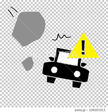 插圖顯示要小心落石。提醒注意落石的指示標記 106001913