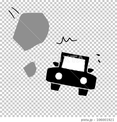 落石注意を示すイラスト。落石に注意を呼びかける表示マーク 落石注意を示すイラスト。落石に注意を呼びかける表示マーク 106001921