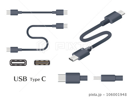 USBタイプCのイラストセット USBタイプCのイラストセット 106001948
