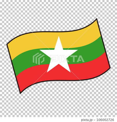 Waving Myanmar flag icon. vector. Waving Myanmar flag icon. vector. 106002726