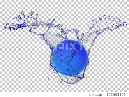 抽象藍色飛濺和藍色氣泡的插圖 106003193