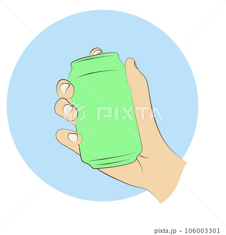closeup hand holding green beer can illustration vector hand drawn isolated on white background 106003301