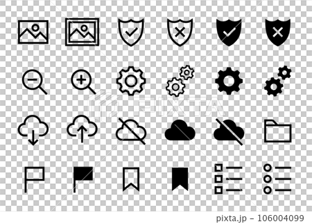 Vector icon set of marks used for personal computers 106004099