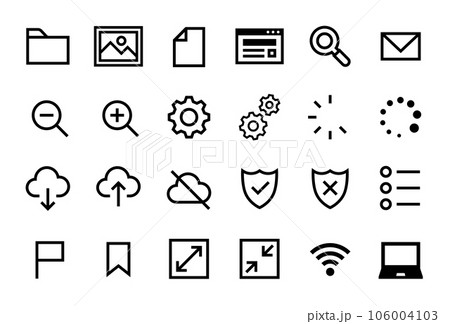 パソコンに使われるマークのベクターアイコンセット 106004103