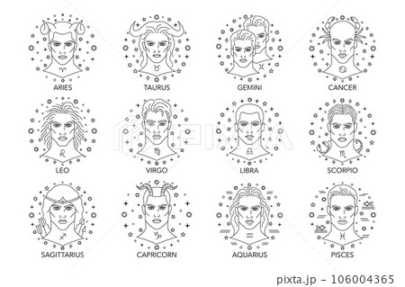 Collection of vector zodiac signs. 106004365