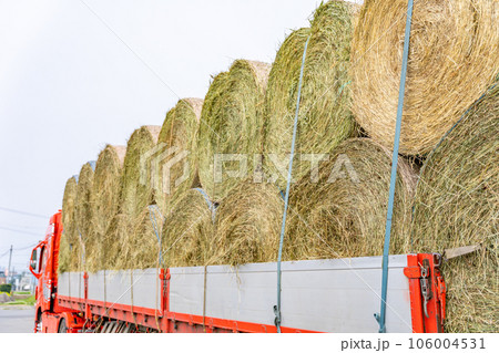 麦稈ロールを運ぶトラック 106004531