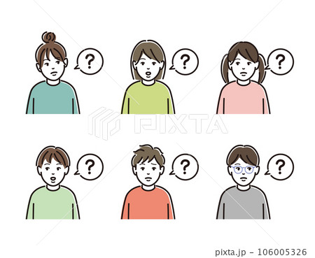 疑問を口にして悩む子供のセット 106005326