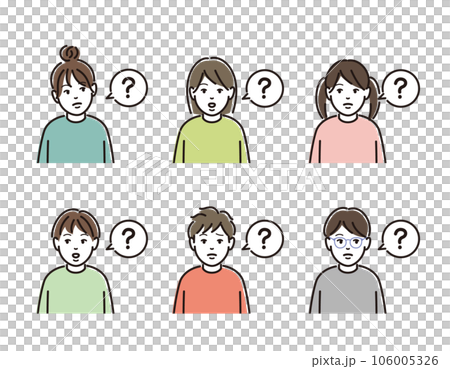 疑問を口にして悩む子供のセット 106005326