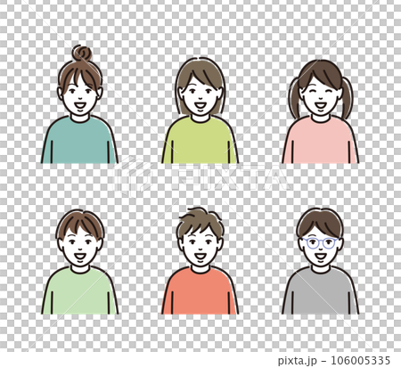 Set of laughing male and female children 106005335