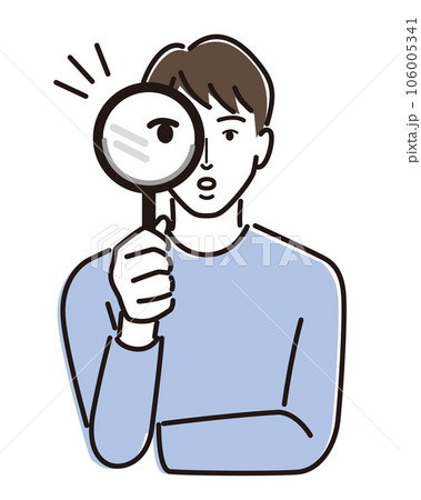 虫眼鏡を持っている男性のイラスト 虫眼鏡を持っている男性のイラスト 106005341