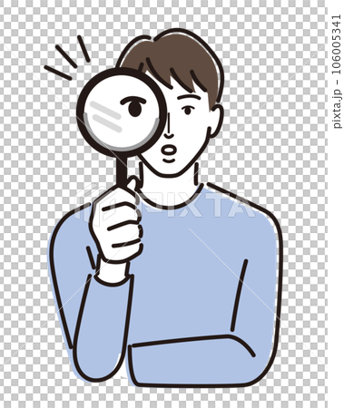 虫眼鏡を持っている男性のイラスト 虫眼鏡を持っている男性のイラスト 106005341