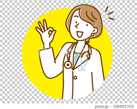 一位年輕的女醫生微笑著並給出 OK 的手勢 106005359