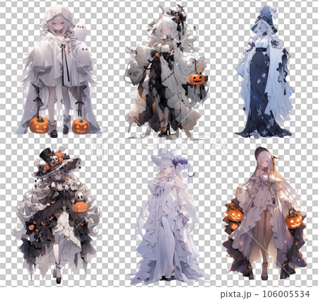 【ハロウィン】キャラクターイラスト素材 　ゴースト（AI生成画像） 106005534