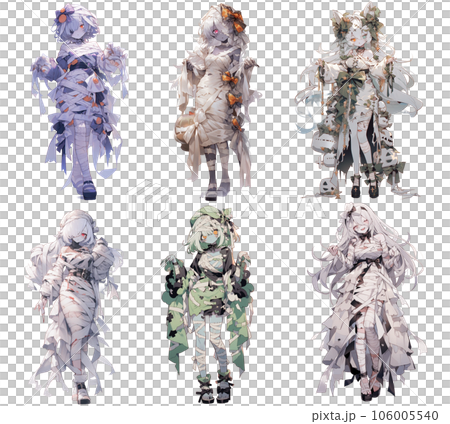 【ハロウィン】キャラクターイラスト素材 　ミイラ（AI生成画像） 106005540