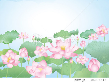 青グラデーション背景の蓮の花のイラスト素材 [106005616] - PIXTA