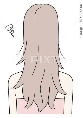 髪のダメージに悩む後ろ姿の女性のイラスト 106006486