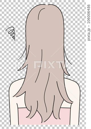 髪のダメージに悩む後ろ姿の女性のイラスト 106006486