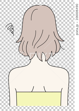 Illustration of a back view woman suffering from hair damage Illustration of a back view woman suffering from hair damage 106006490