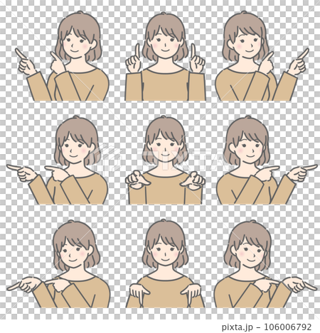 雙手指向各個方向的年輕女子（便衣） 106006792