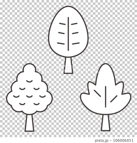 Simple tree line drawing illustration set 106006851