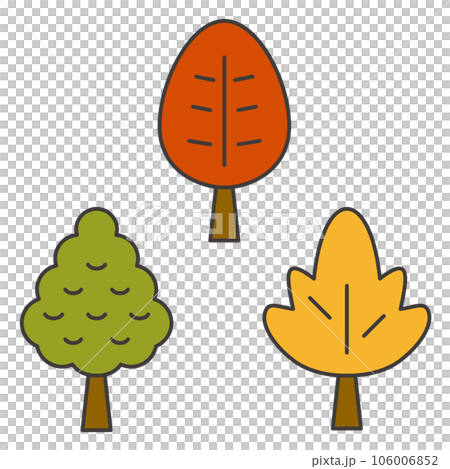 Line drawing illustration of a tree with colorful autumn leaves Line drawing illustration of a tree with colorful autumn leaves 106006852