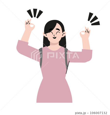 Woman is showing a gesture Okay, ok. Hand drawn style vector design illustrations.	 106007132