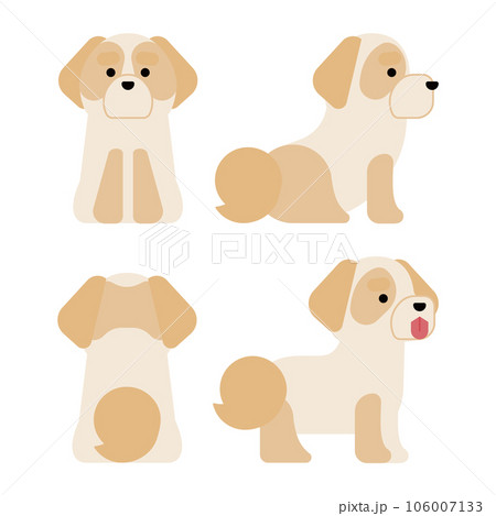 グラフィカルでシンプルな犬の4ポーズのセット（シーズー） 106007133