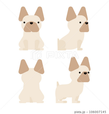 グラフィカルでシンプルな犬の4ポーズのセット（フレンチブルドッグ） 106007145