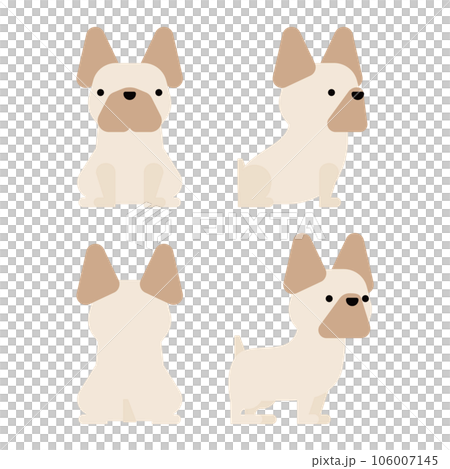 グラフィカルでシンプルな犬の4ポーズのセット（フレンチブルドッグ） 106007145