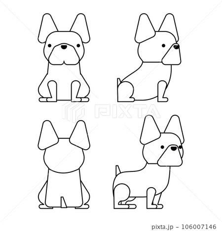 グラフィカルでシンプルな犬の4ポーズのセット（フレンチブルドッグ） 106007146