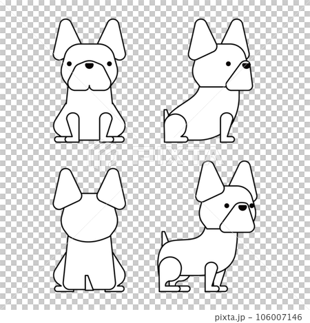 グラフィカルでシンプルな犬の4ポーズのセット（フレンチブルドッグ） 106007146
