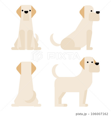 グラフィカルでシンプルな犬の4ポーズのセット（ラブラドール） 106007162