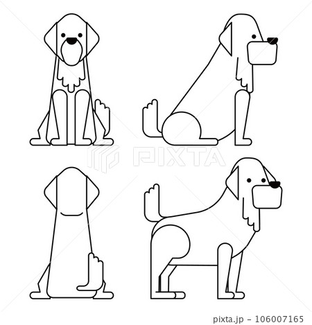 グラフィカルでシンプルな犬の4ポーズのセット（ゴールデンレトリーバー） 106007165