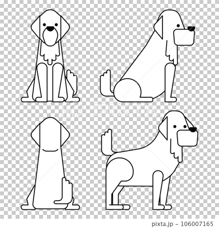 グラフィカルでシンプルな犬の4ポーズのセット（ゴールデンレトリーバー） 106007165