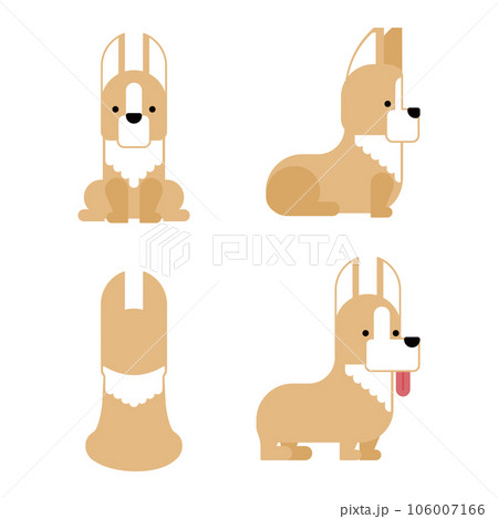 グラフィカルでシンプルな犬の4ポーズのセット（コーギー） 106007166