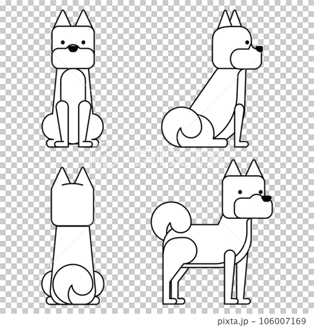 一套 4 個圖形和簡單的狗姿勢（柴犬） 106007169