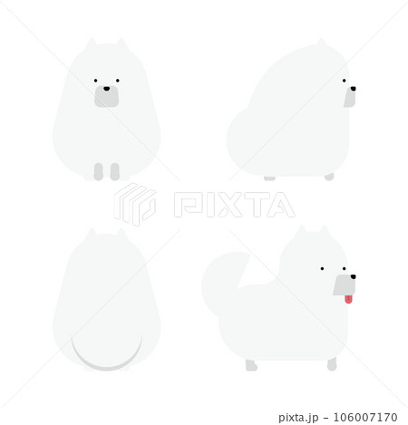 グラフィカルでシンプルな犬の4ポーズのセット（ポメラニアン） 106007170