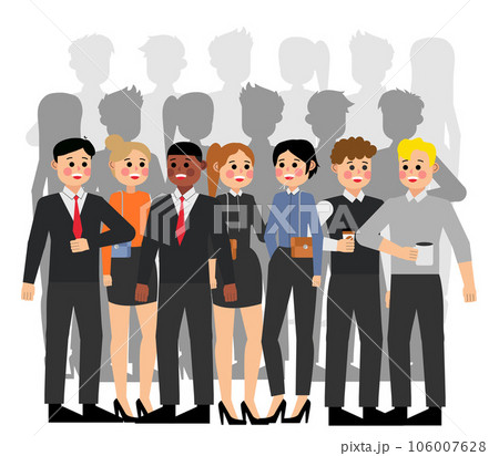Group of people, business people and business women working in office vector character design	 106007628