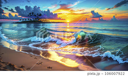 Hawaiiの赤く染る夕景 原画（イベント情報をみる｜エルフル